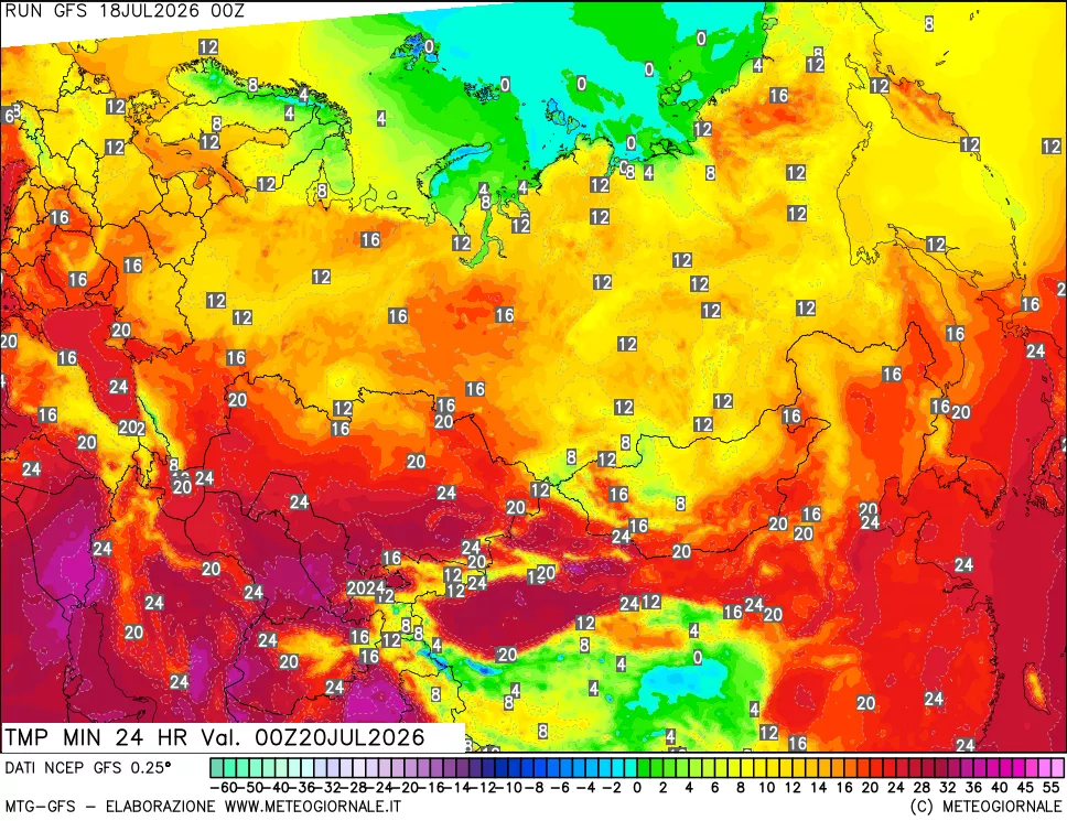 mappa Temperatura minima 24 ore