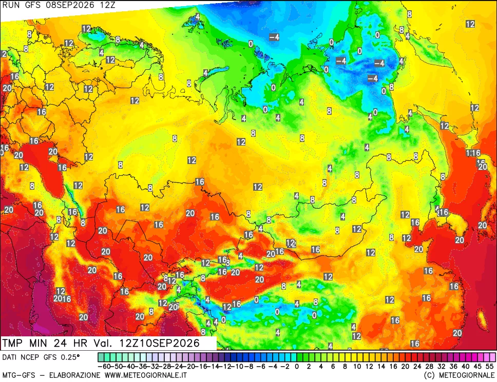 mappa Temperatura minima 24 ore