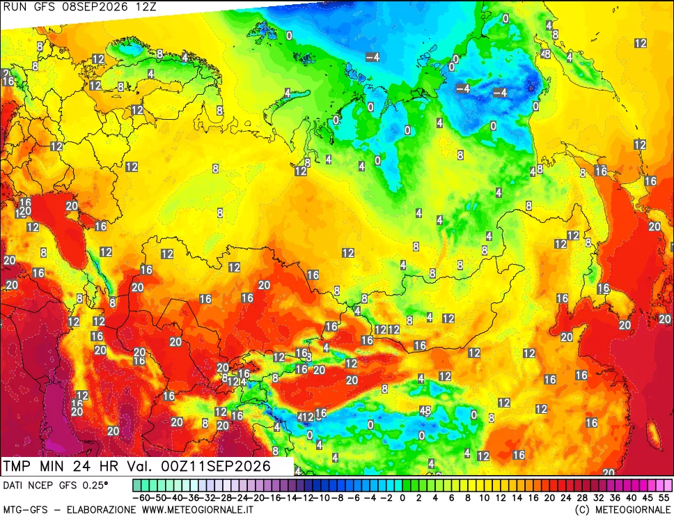 mappa Temperatura minima 24 ore
