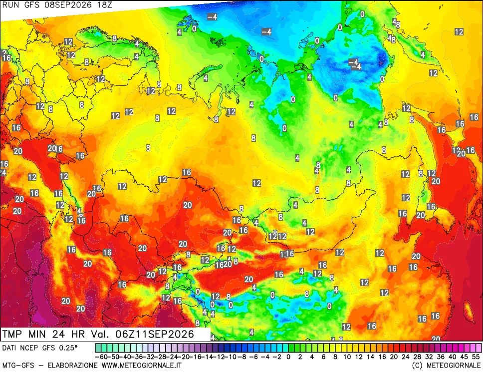 mappa Temperatura minima 24 ore