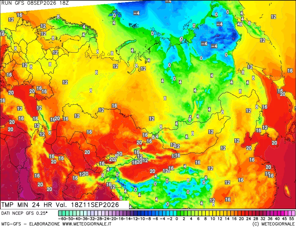 mappa Temperatura minima 24 ore