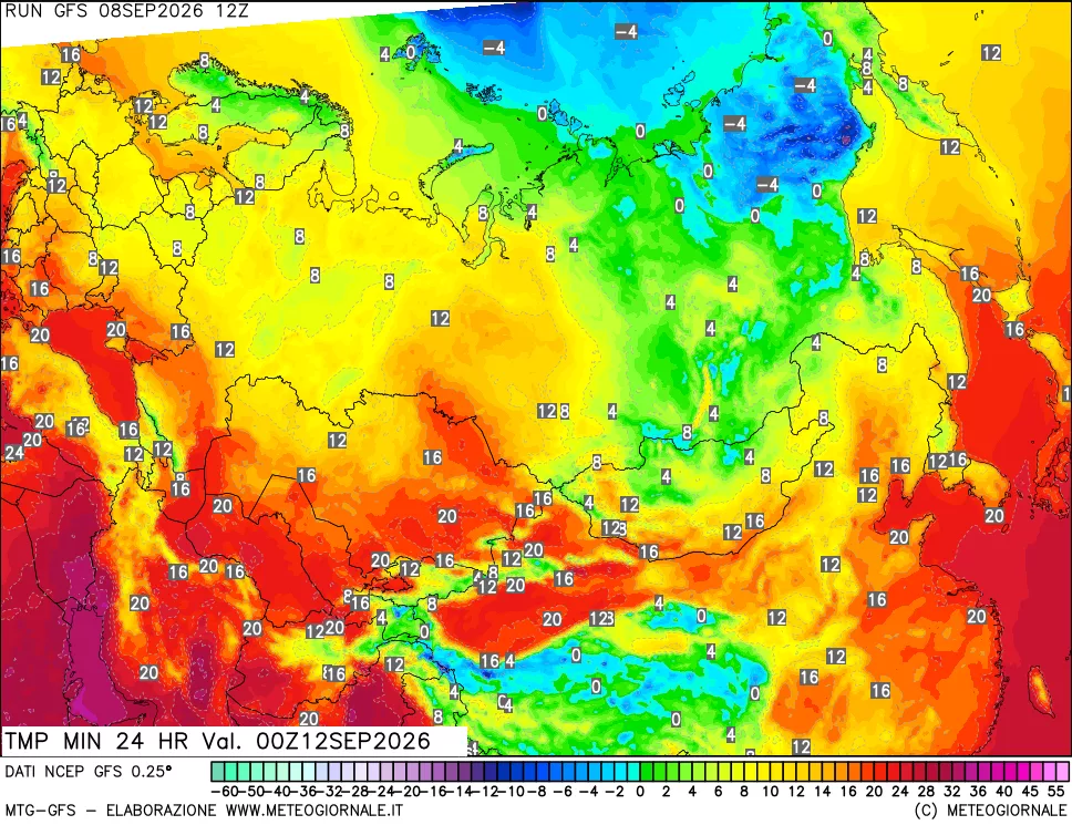 mappa Temperatura minima 24 ore