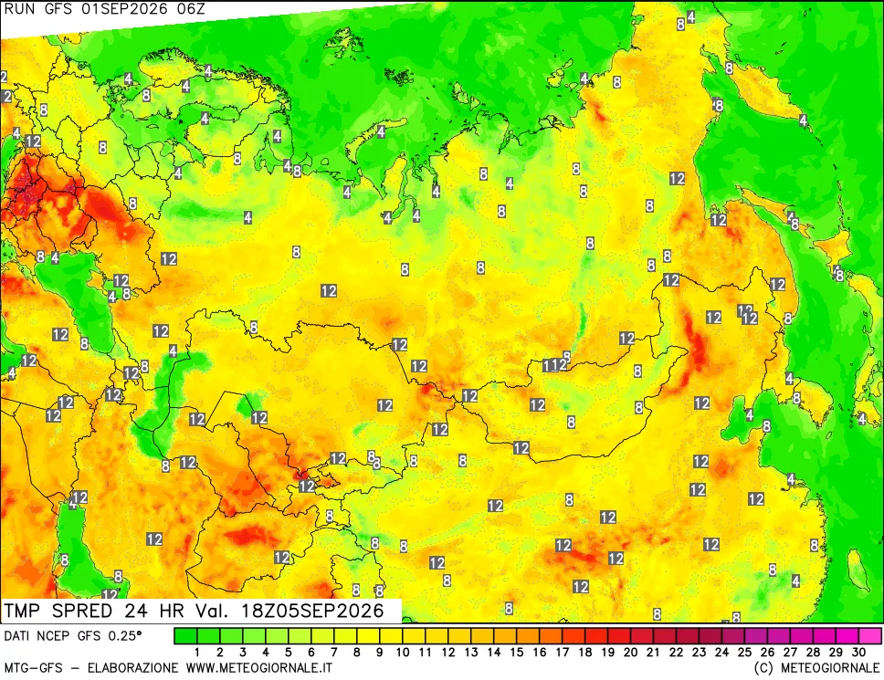 mappa Dif. TMax-TMin 24 ore