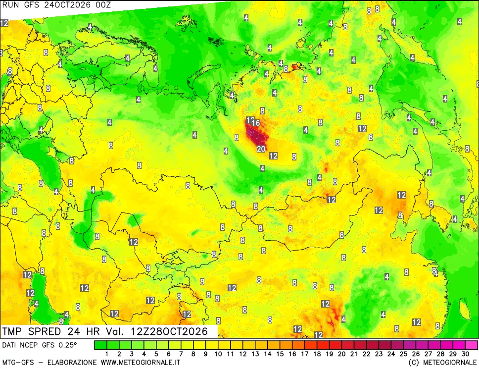 mappa Dif. TMax-TMin 24 ore