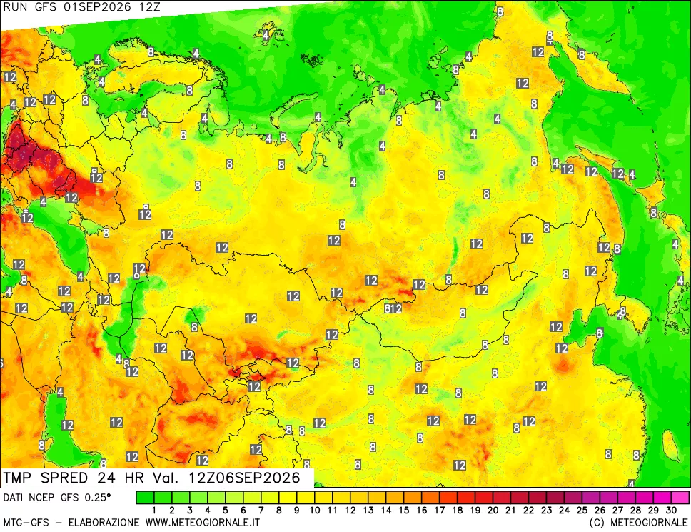mappa Dif. TMax-TMin 24 ore