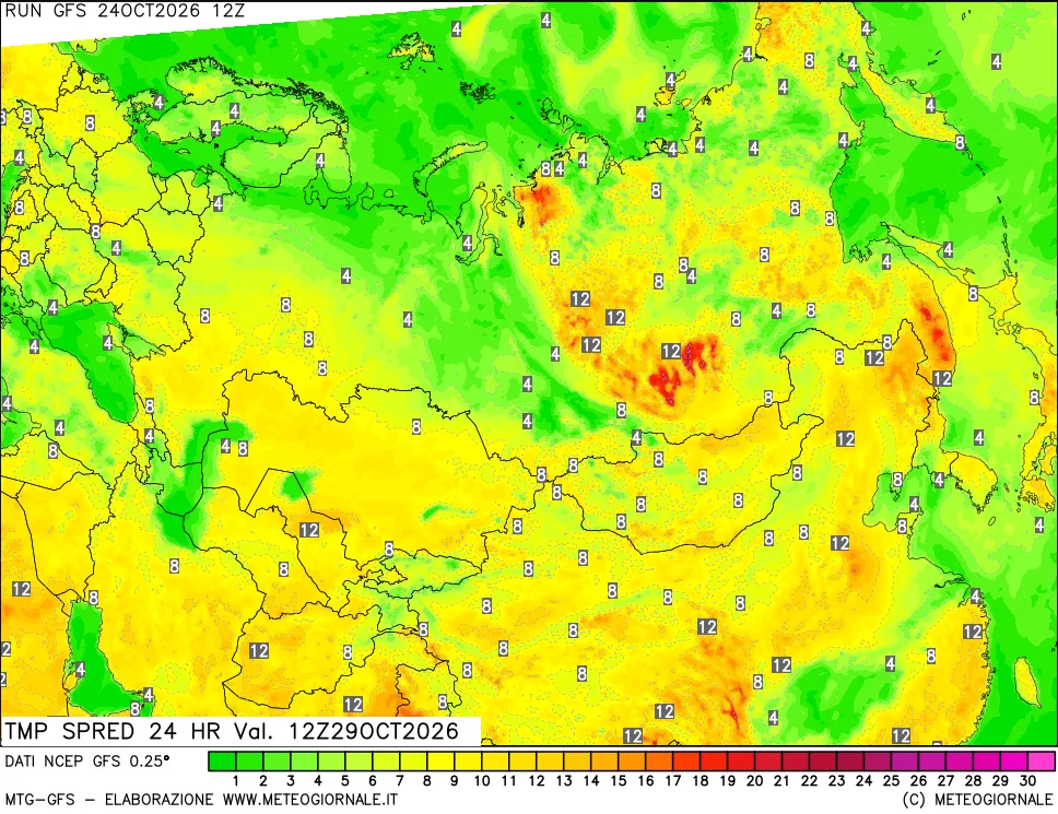 mappa Dif. TMax-TMin 24 ore