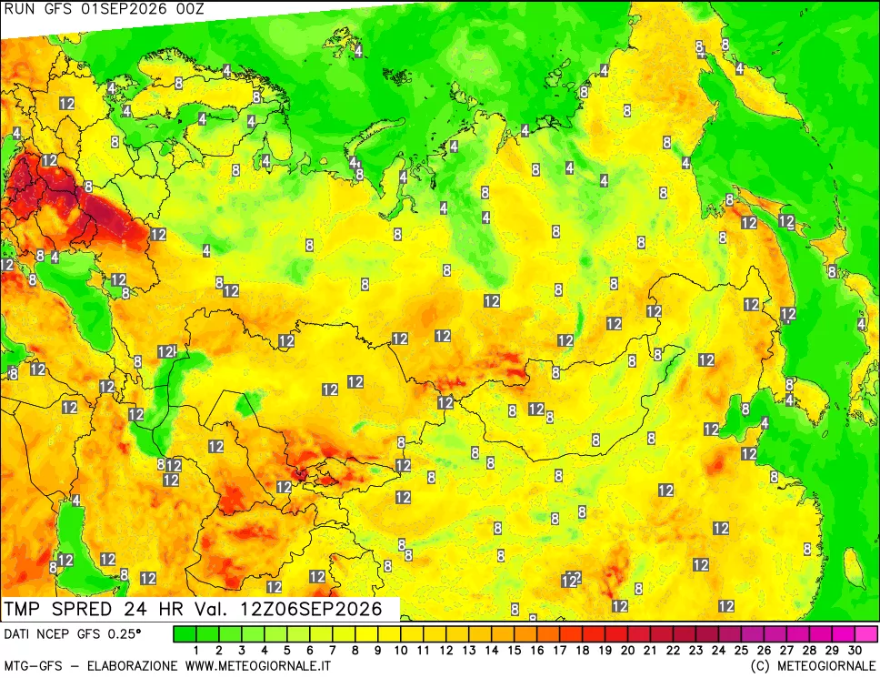 mappa Differenza TMax-TMin 24 ore