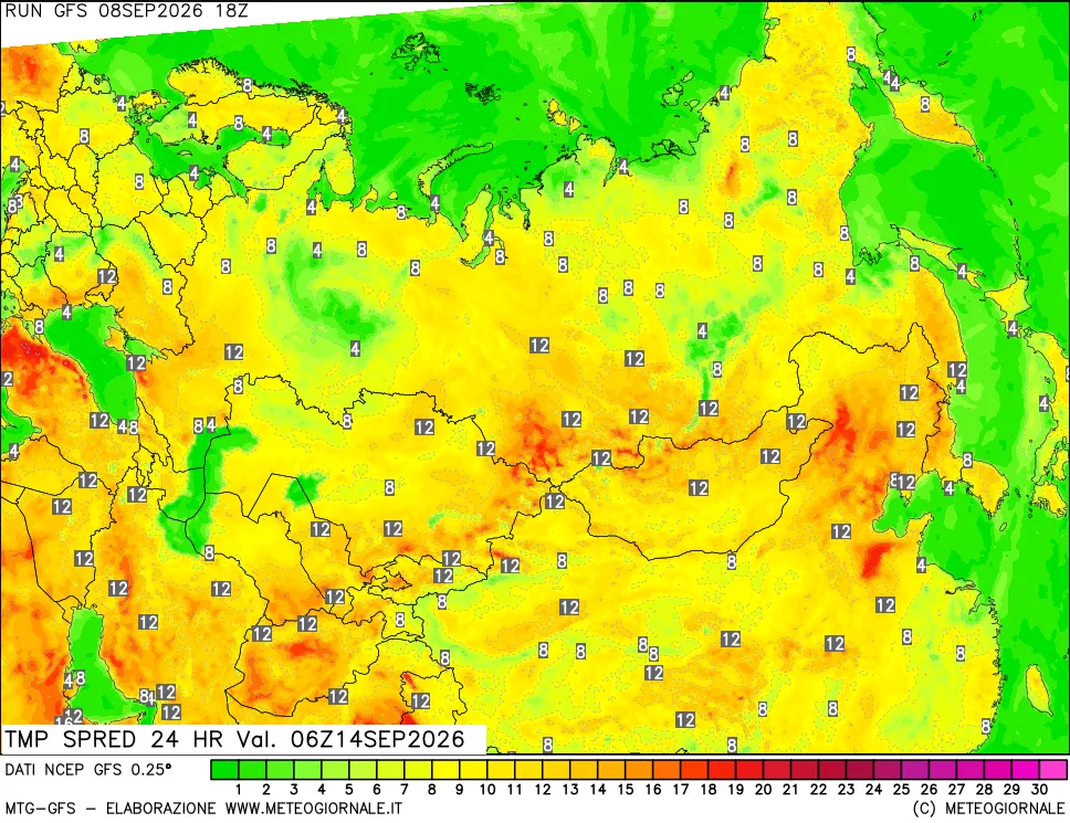 mappa Dif. TMax-TMin 24 ore