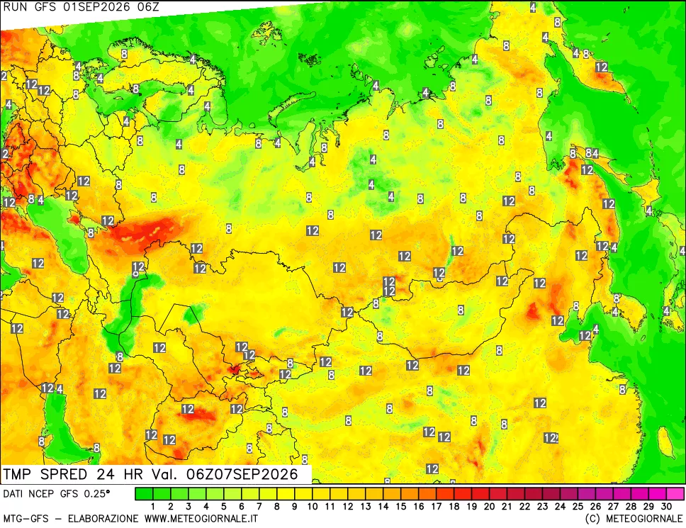 mappa Differenza TMax-TMin 24 ore