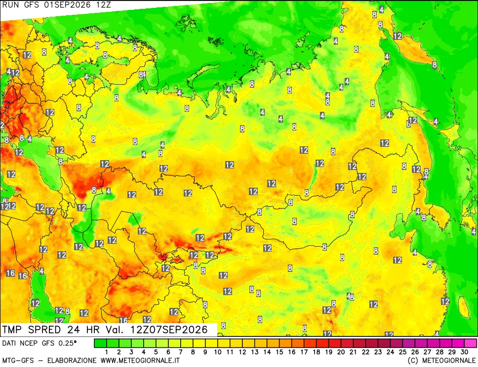mappa Dif. TMax-TMin 24 ore
