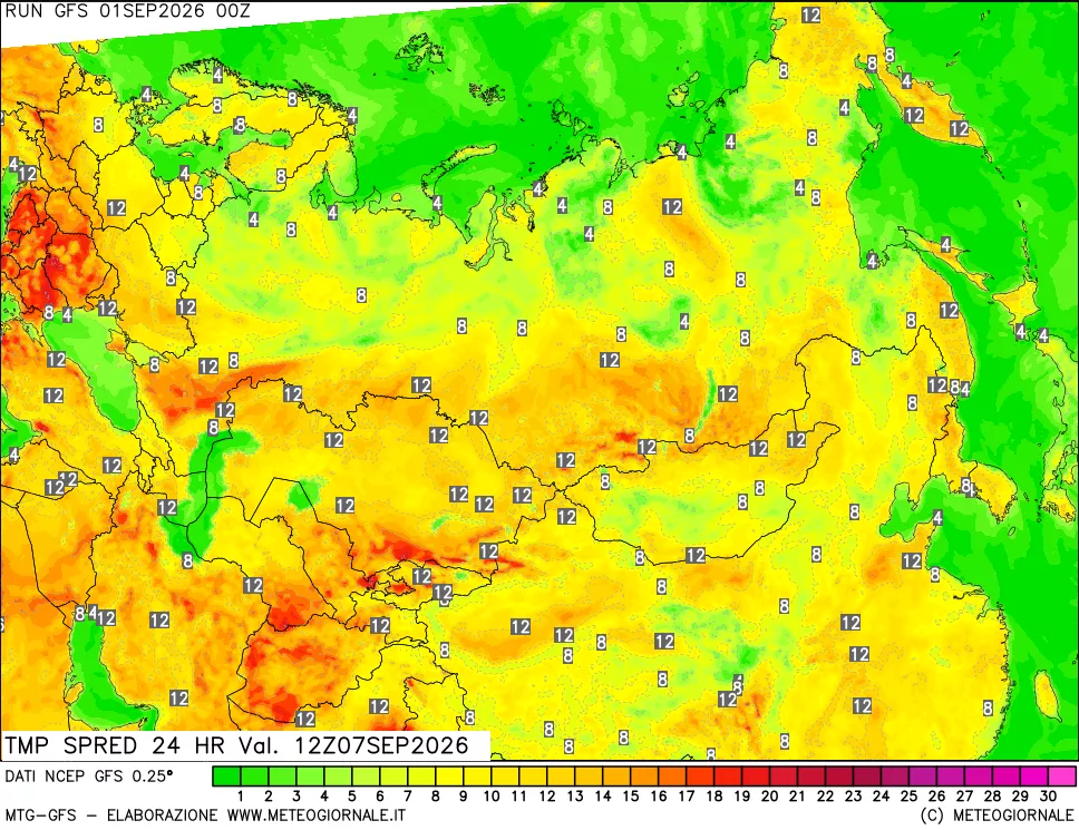 mappa Differenza TMax-TMin 24 ore
