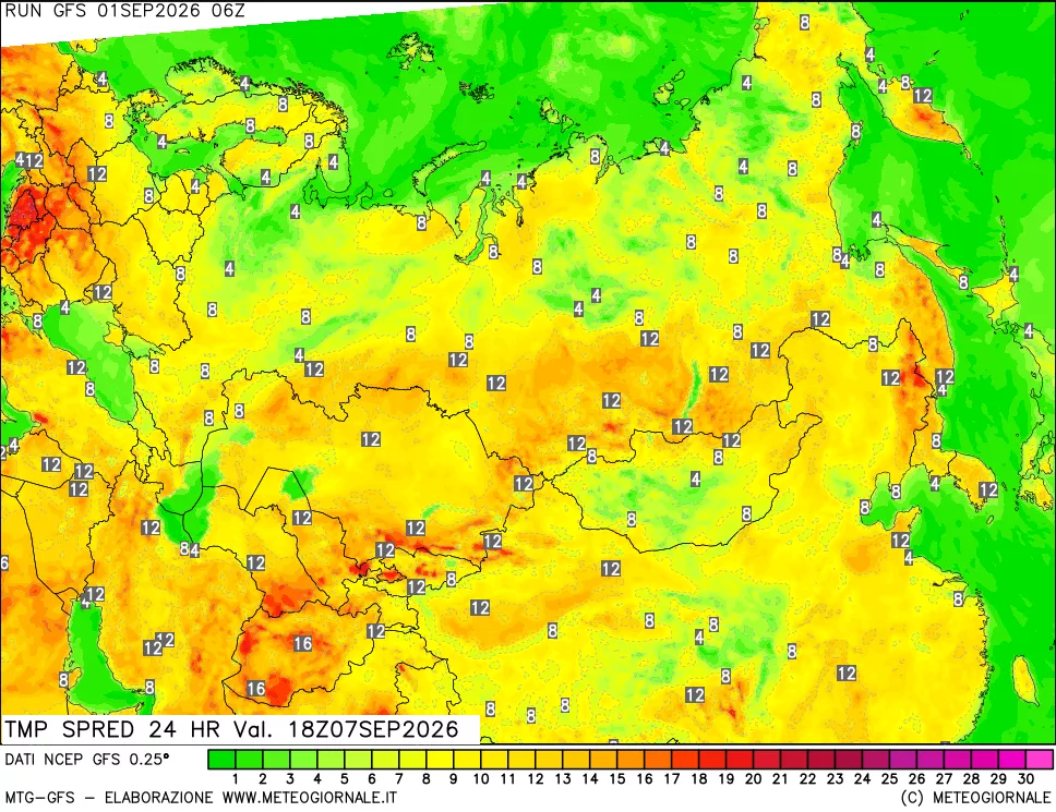 mappa Dif. TMax-TMin 24 ore