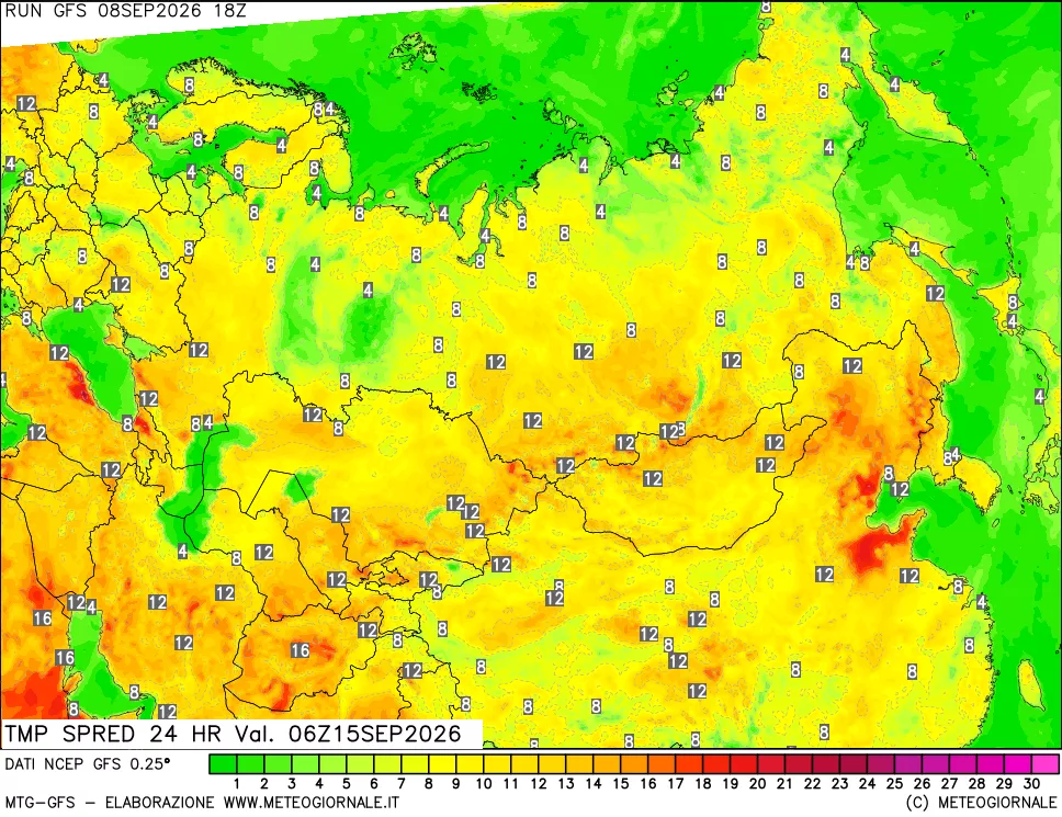 mappa Dif. TMax-TMin 24 ore