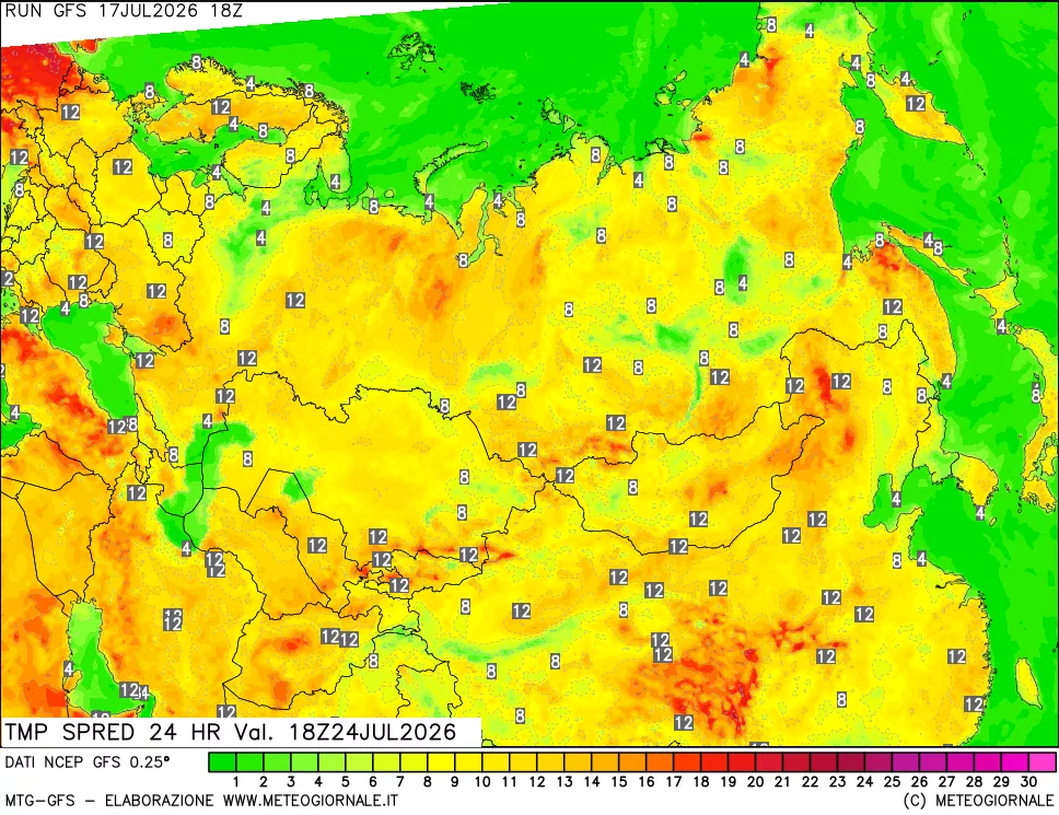 mappa Dif. TMax-TMin 24 ore