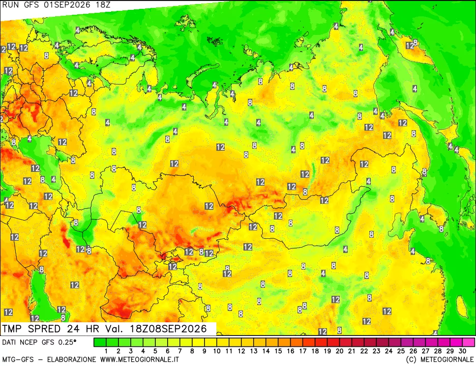 mappa Differenza TMax-TMin 24 ore