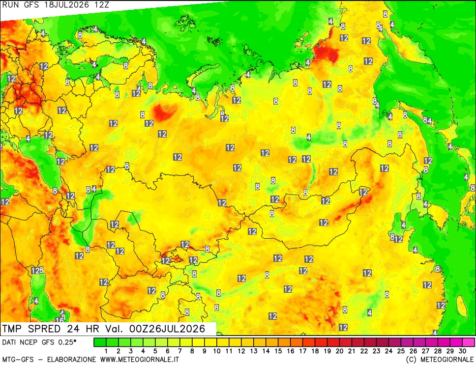 mappa Dif. TMax-TMin 24 ore