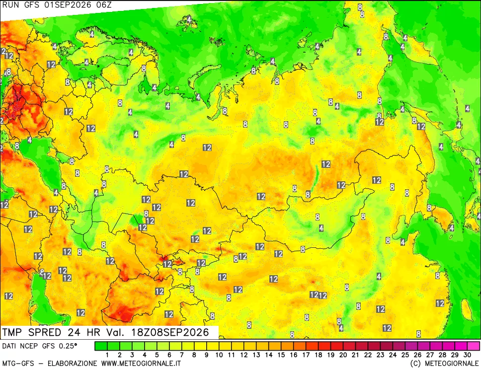 mappa Differenza TMax-TMin 24 ore