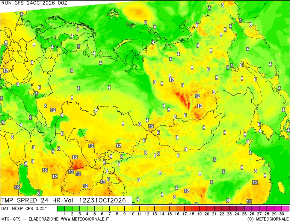 mappa Dif. TMax-TMin 24 ore