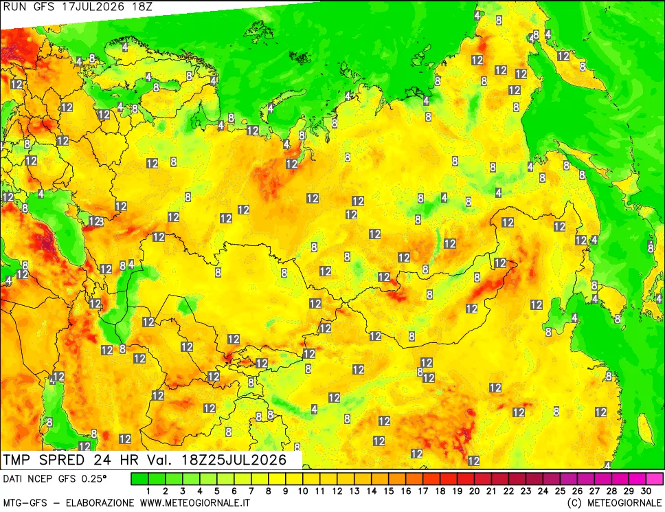mappa Dif. TMax-TMin 24 ore