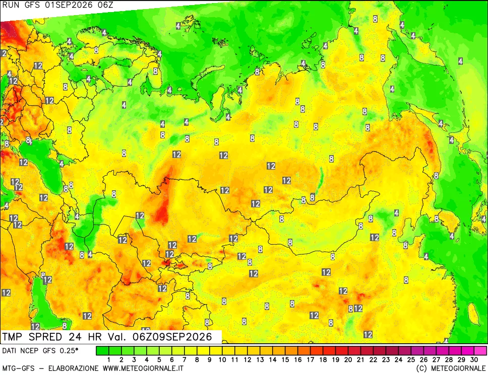 mappa Differenza TMax-TMin 24 ore
