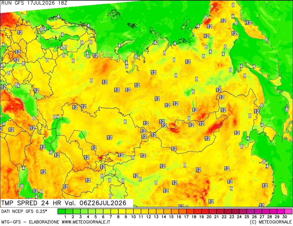 mappa Dif. TMax-TMin 24 ore
