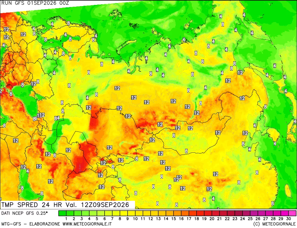 mappa Differenza TMax-TMin 24 ore