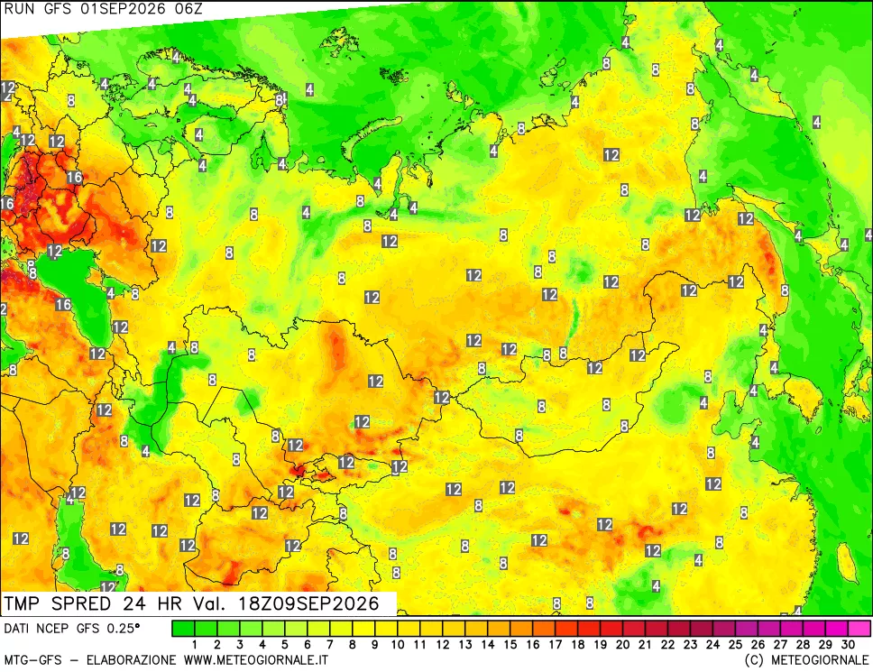 mappa Dif. TMax-TMin 24 ore
