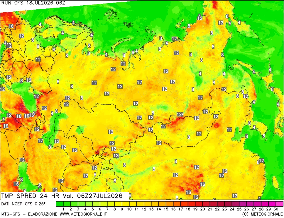 mappa Differenza TMax-TMin 24 ore