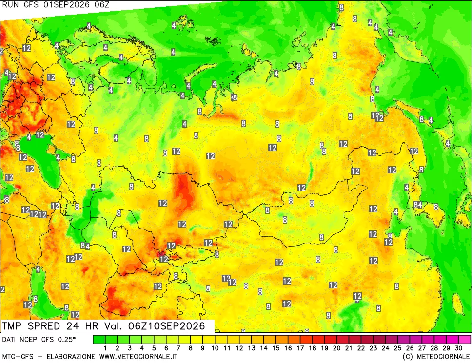 mappa Dif. TMax-TMin 24 ore