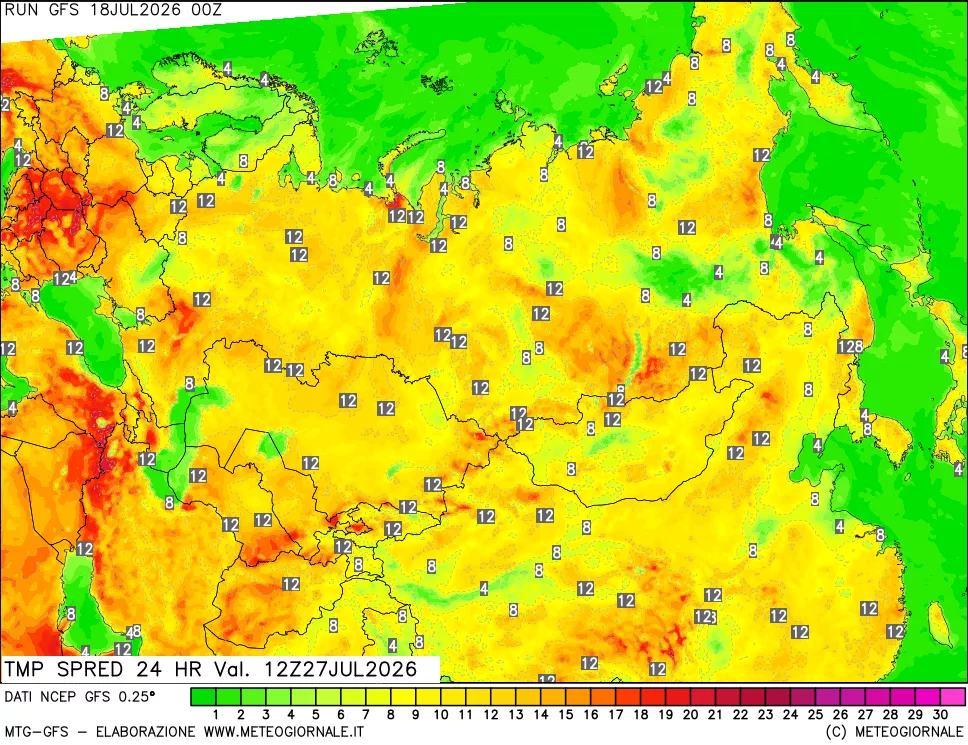 mappa Dif. TMax-TMin 24 ore