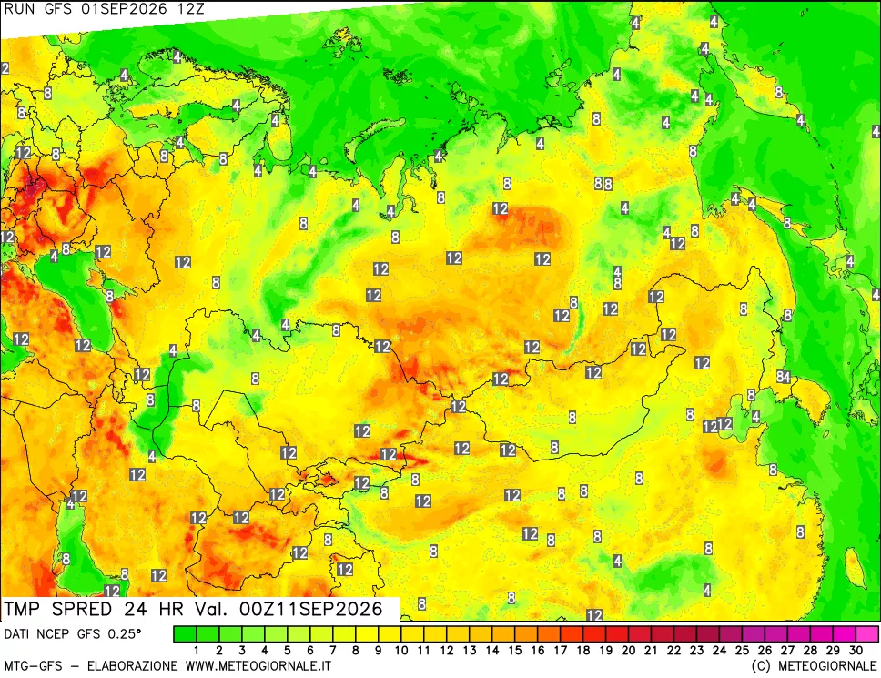 mappa Differenza TMax-TMin 24 ore