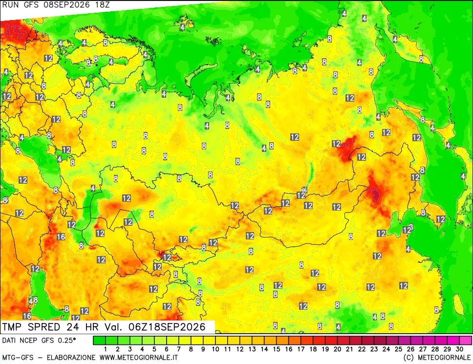 mappa Dif. TMax-TMin 24 ore