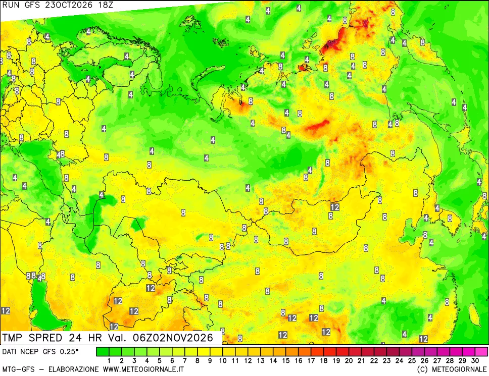 mappa Differenza TMax-TMin 24 ore