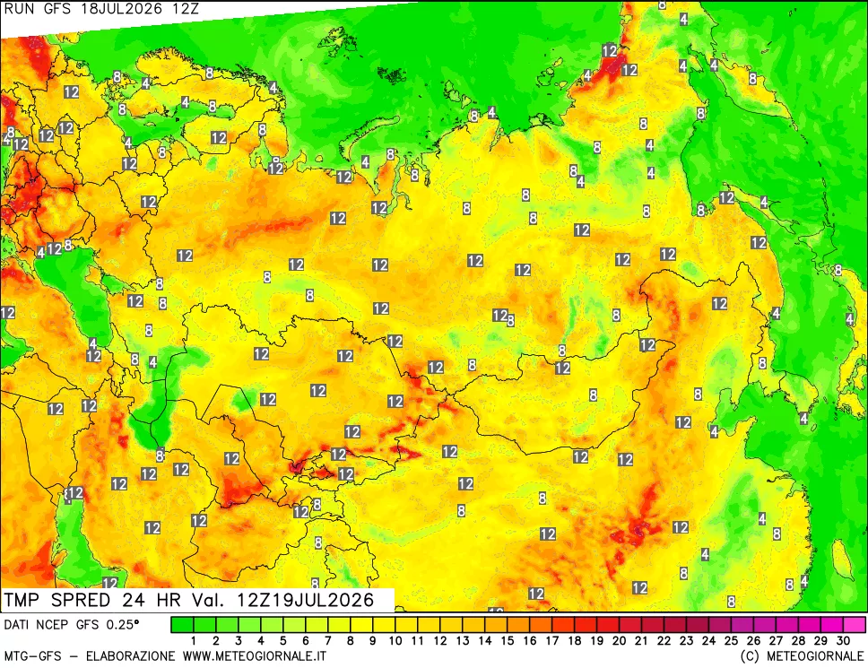 mappa Dif. TMax-TMin 24 ore