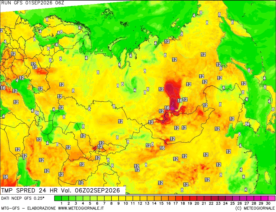 mappa Dif. TMax-TMin 24 ore