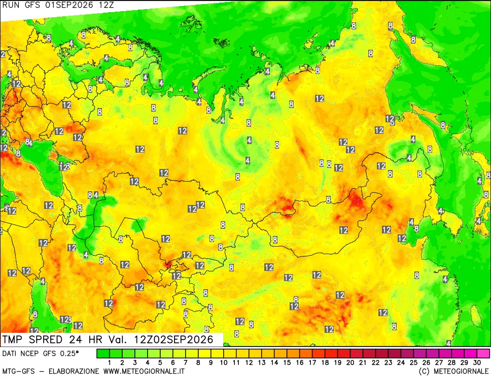 mappa Dif. TMax-TMin 24 ore