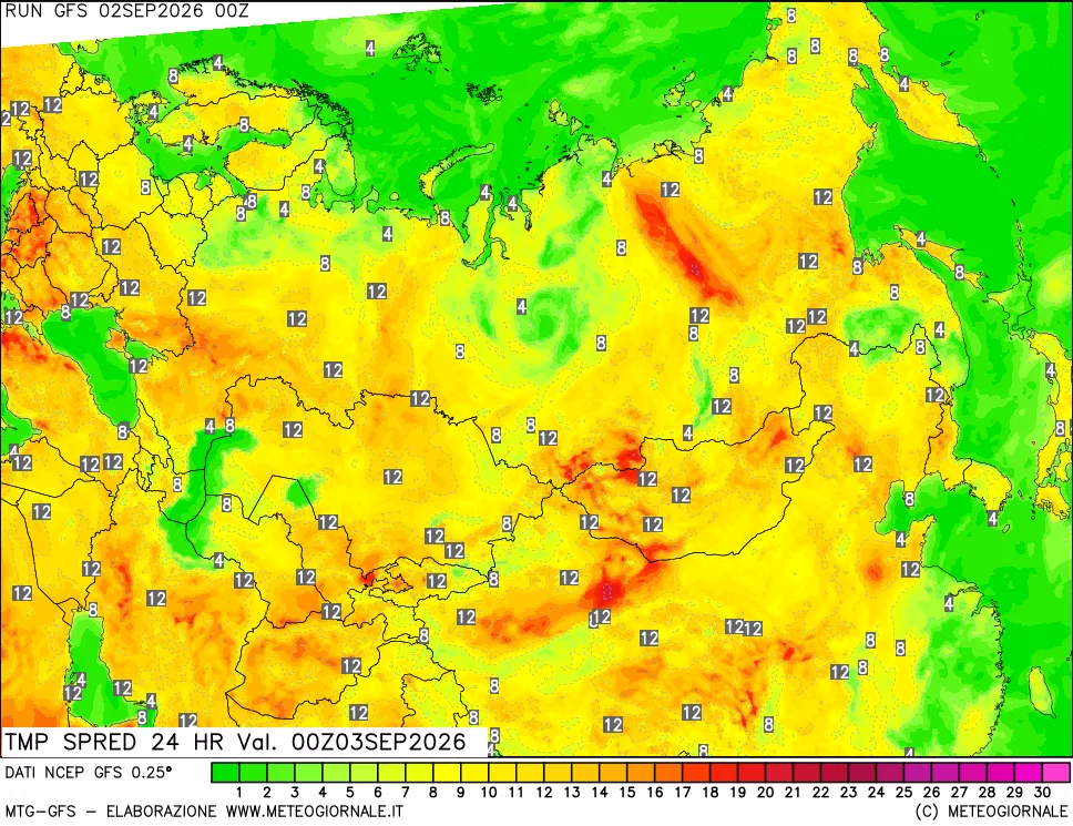 mappa Dif. TMax-TMin 24 ore