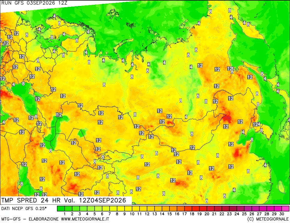 mappa Dif. TMax-TMin 24 ore