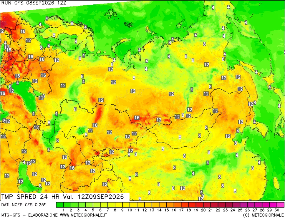 mappa Dif. TMax-TMin 24 ore