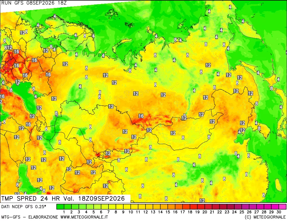 mappa Dif. TMax-TMin 24 ore