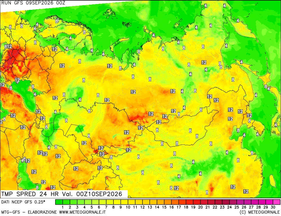 mappa Dif. TMax-TMin 24 ore