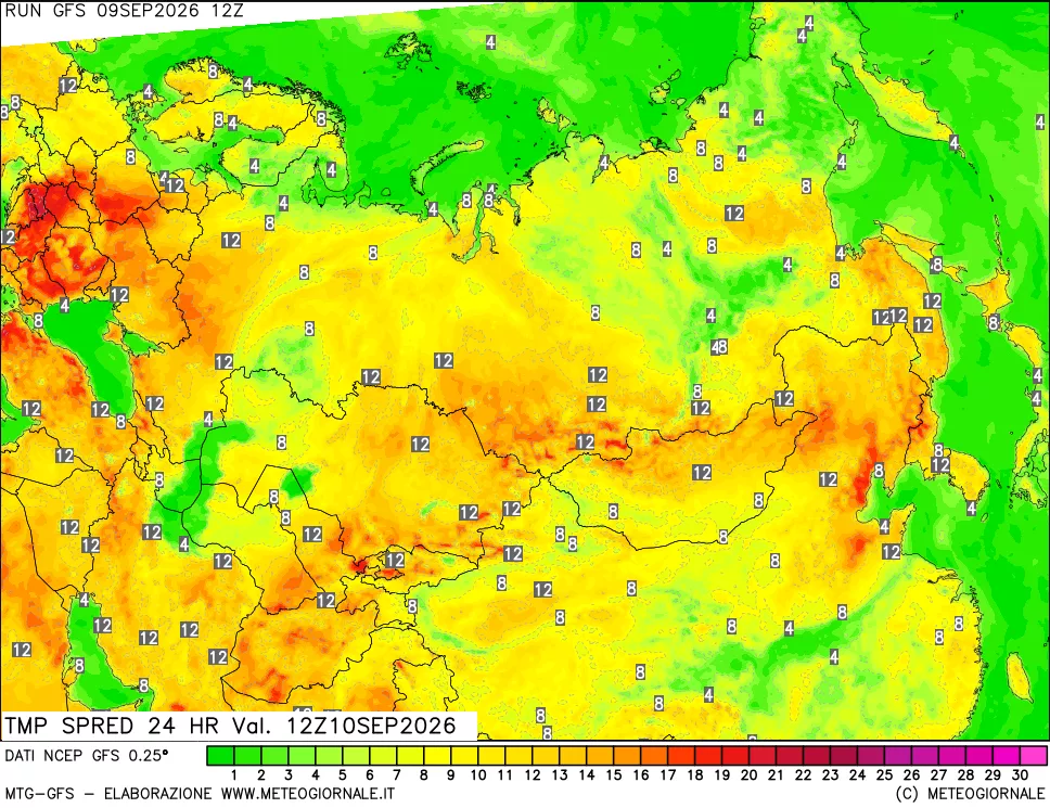 mappa Dif. TMax-TMin 24 ore
