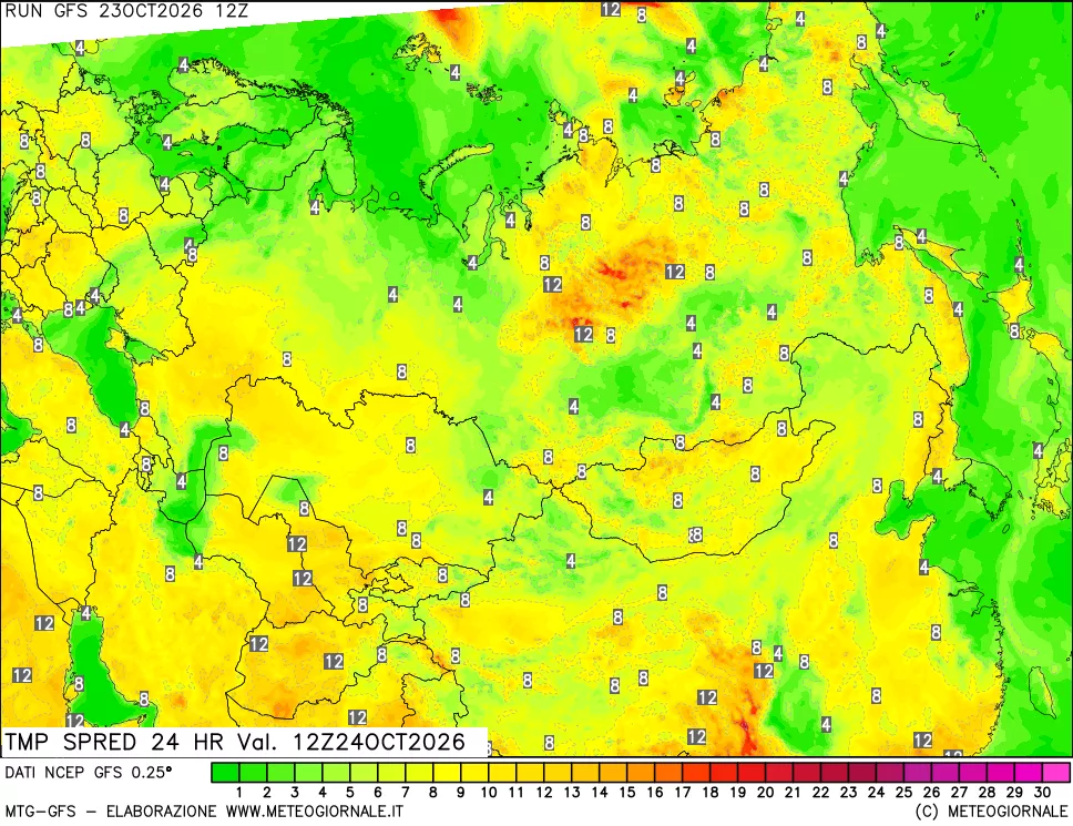 mappa Dif. TMax-TMin 24 ore
