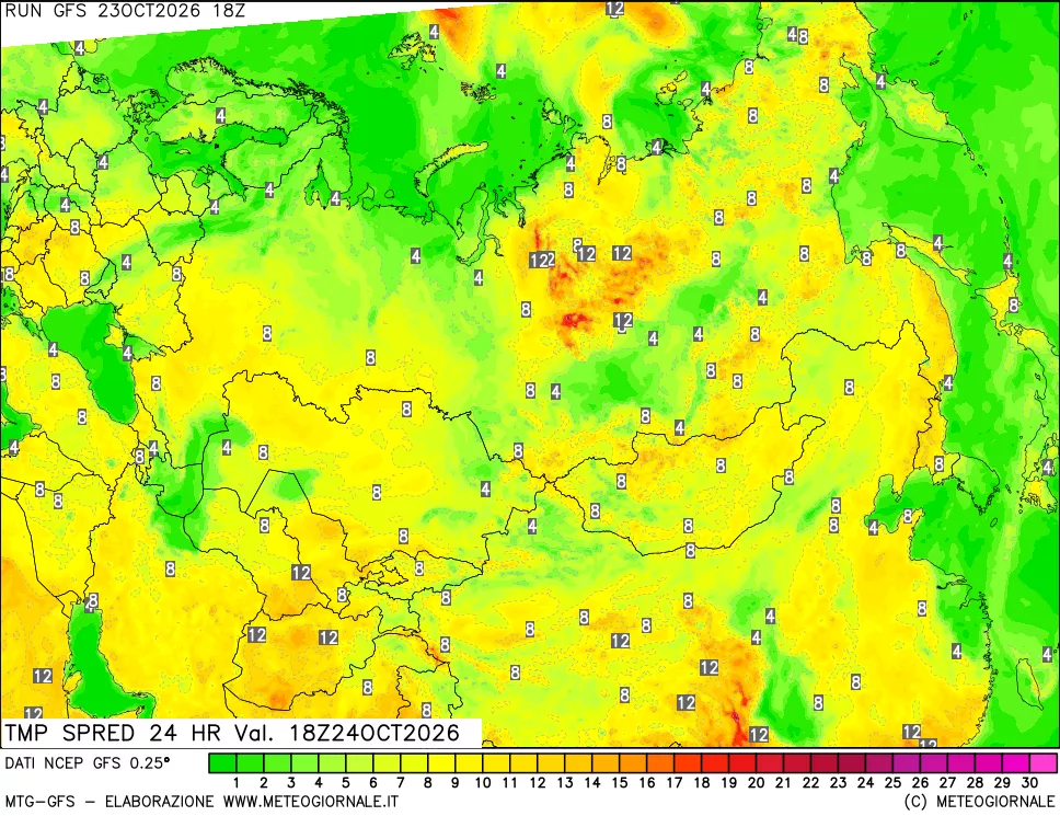 mappa Dif. TMax-TMin 24 ore