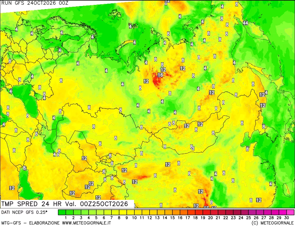 mappa Dif. TMax-TMin 24 ore
