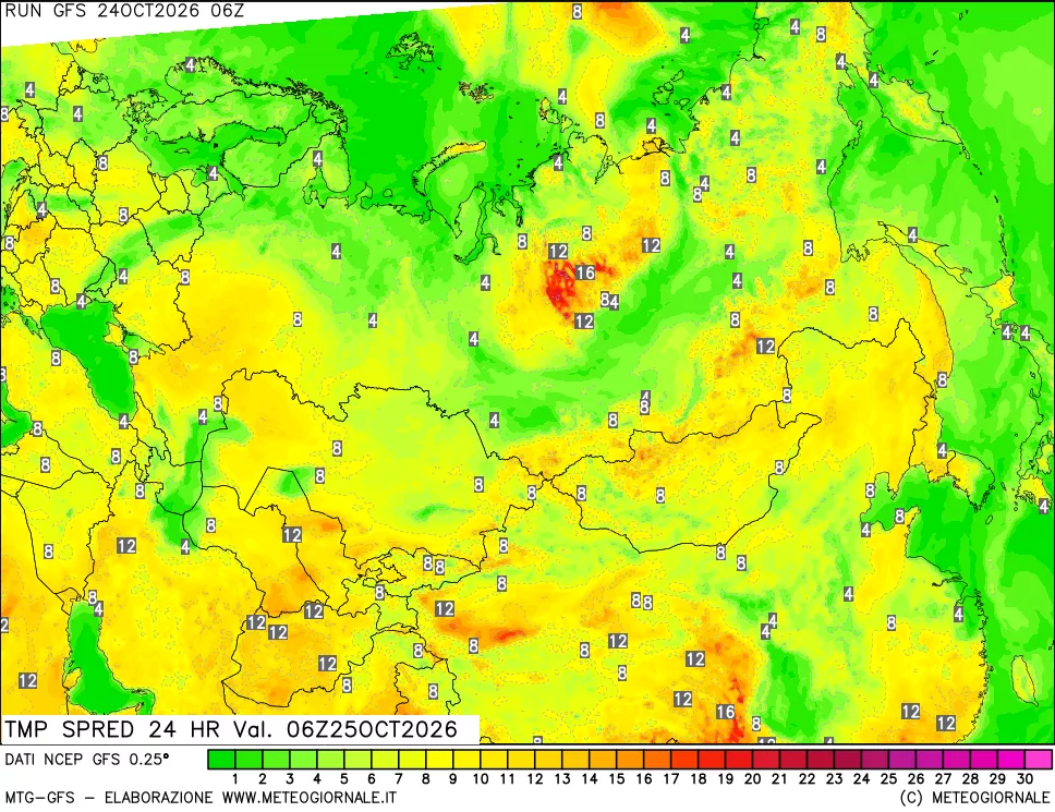mappa Dif. TMax-TMin 24 ore