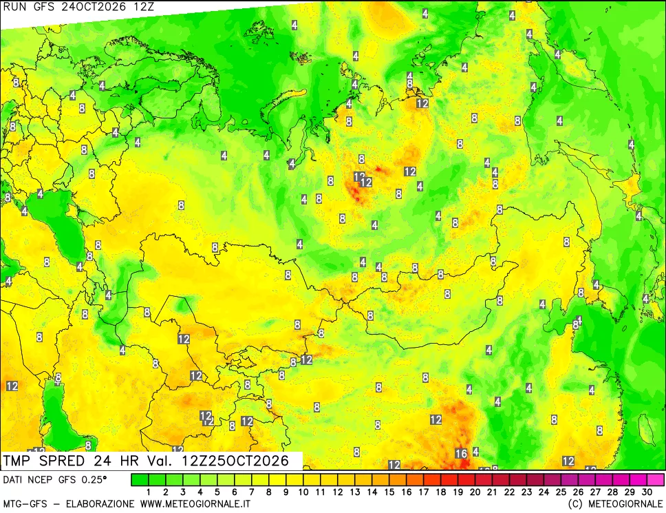 mappa Dif. TMax-TMin 24 ore