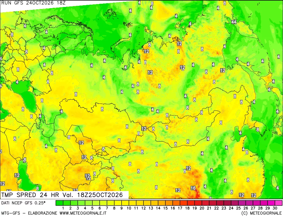 mappa Dif. TMax-TMin 24 ore
