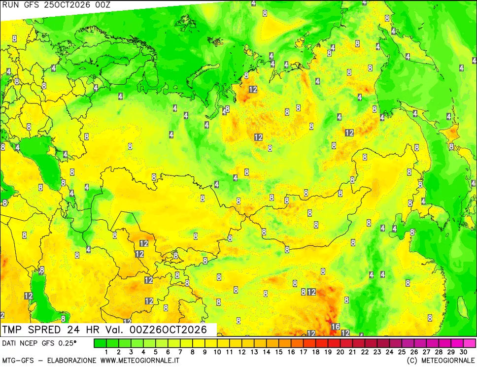 mappa Dif. TMax-TMin 24 ore