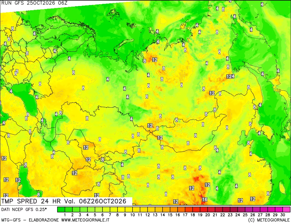 mappa Dif. TMax-TMin 24 ore